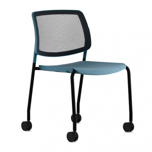 Silla interlocutora económica estructura en tubo de acero asiento tapizado con ruedas