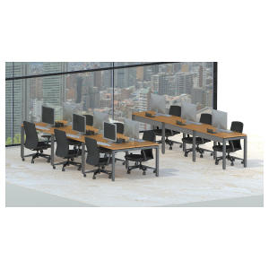 Puestos Operativos tipo Isla de Seis y tres puestos Pantalla Vidrio  